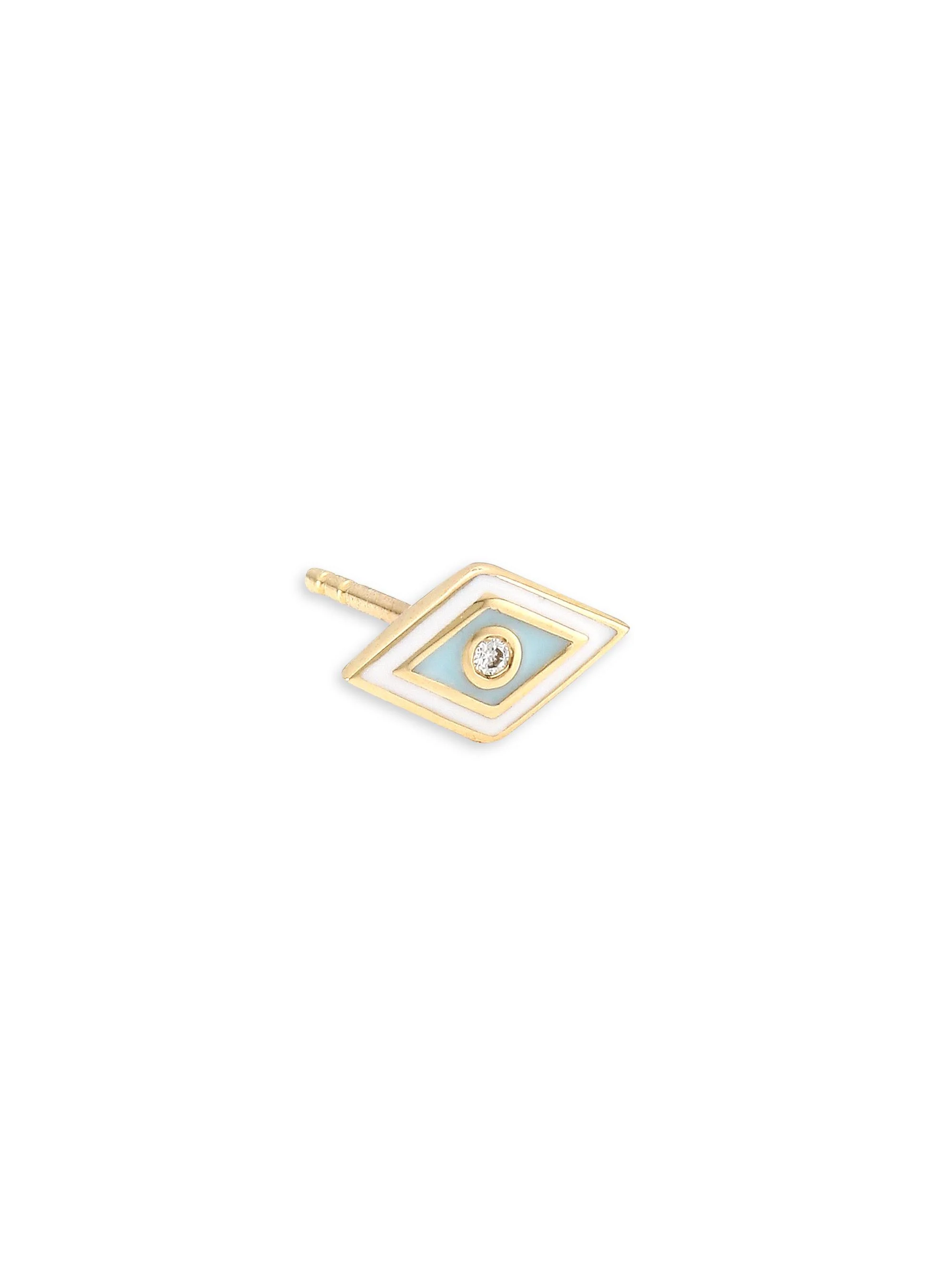 Women's Tiny Enamel Multi Evil Eye 14K Yellow Gold & Diamond Stud - Yellow Gold - 1