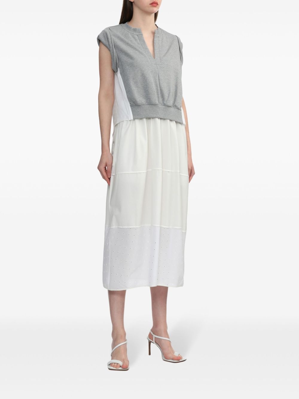 layered jersey-panel midi dress - 2