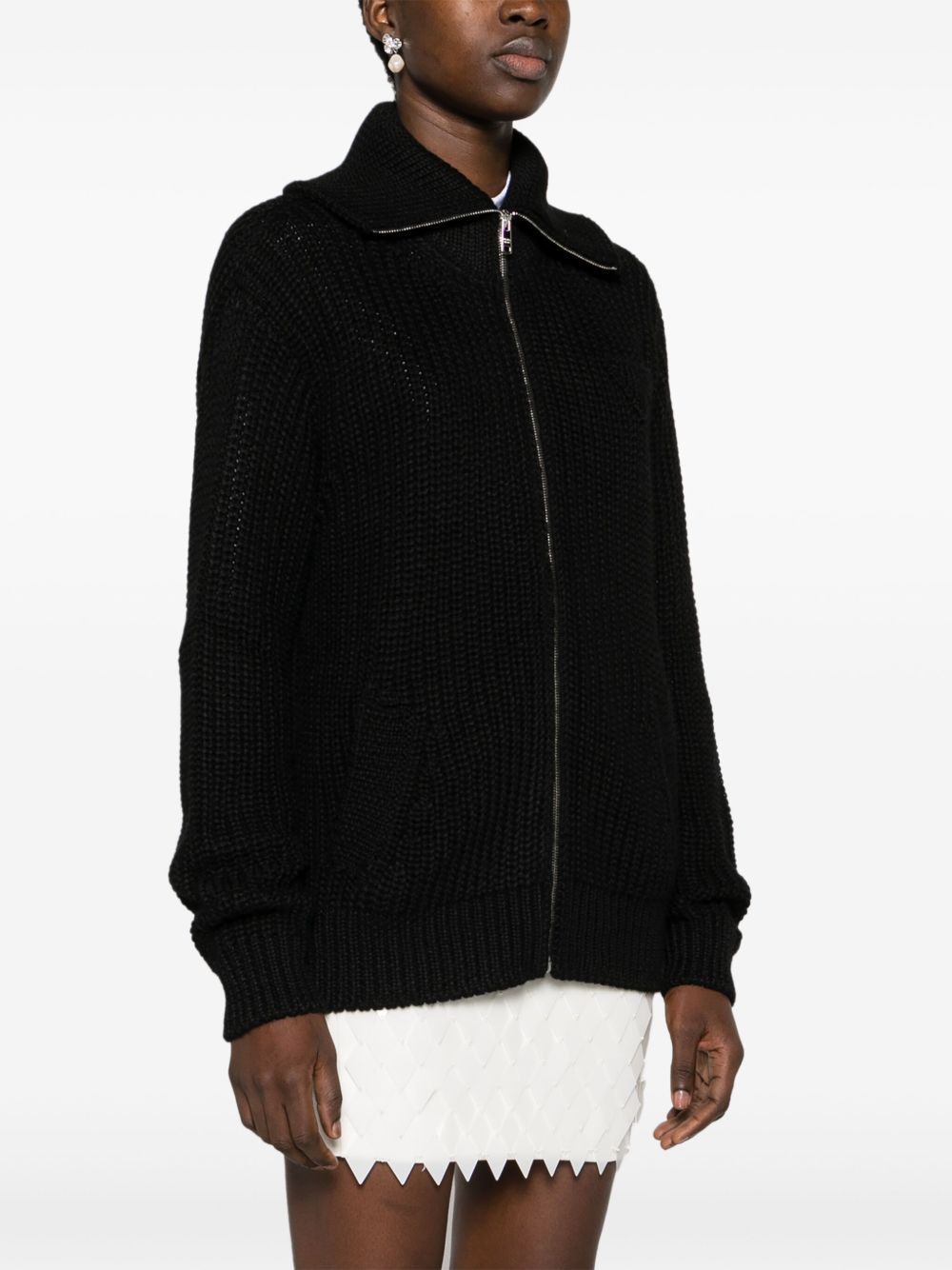 enamel-triangle zip-up cardigan - 3