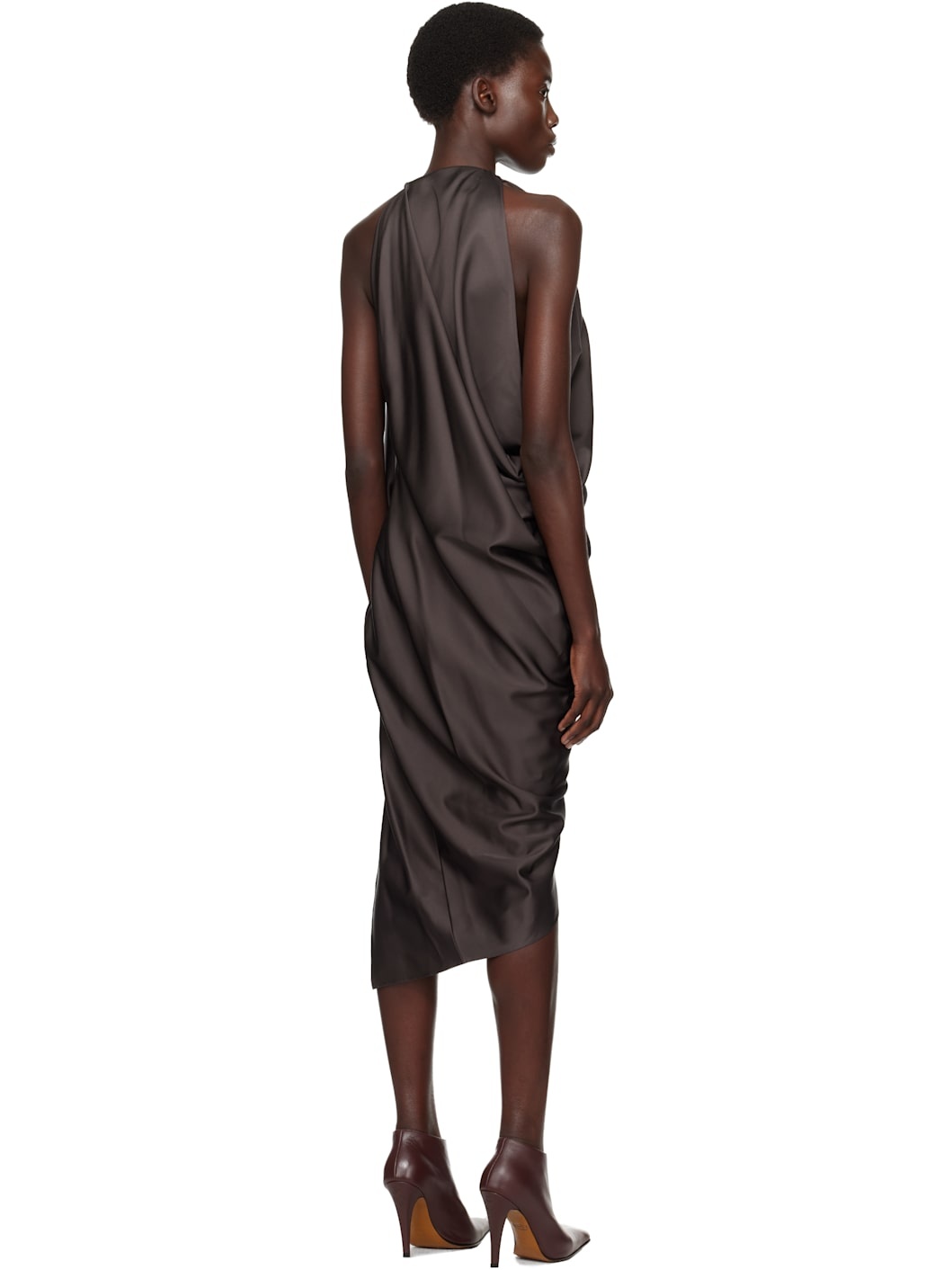 Taupe Open Arm Evening Minidress - 3