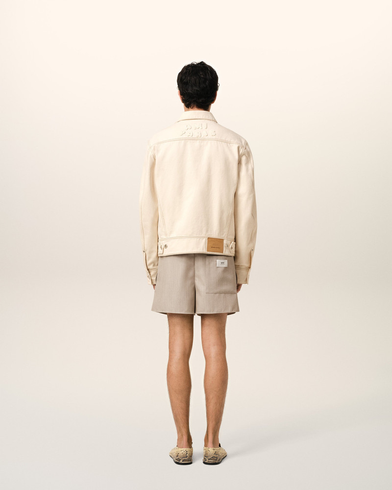 BEIGE COTTON AMI PARIS TRUCKER JACKET 5