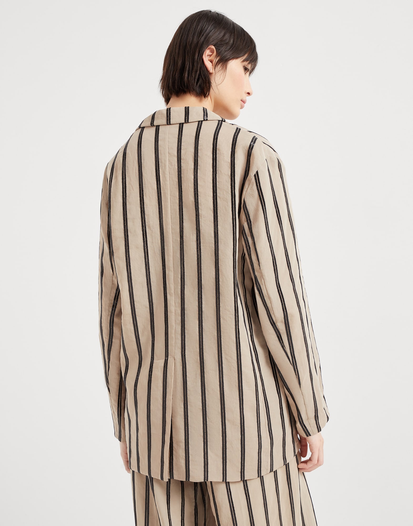 Cotton organza blazer with dazzling stripe embroidery - 2