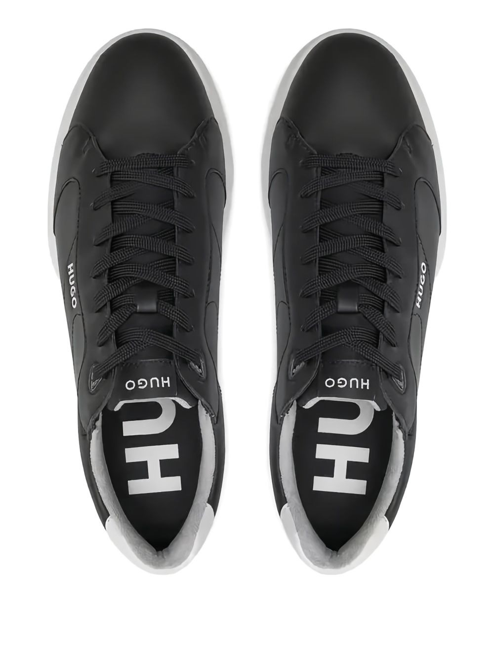 logo-detail leather trainers - 3