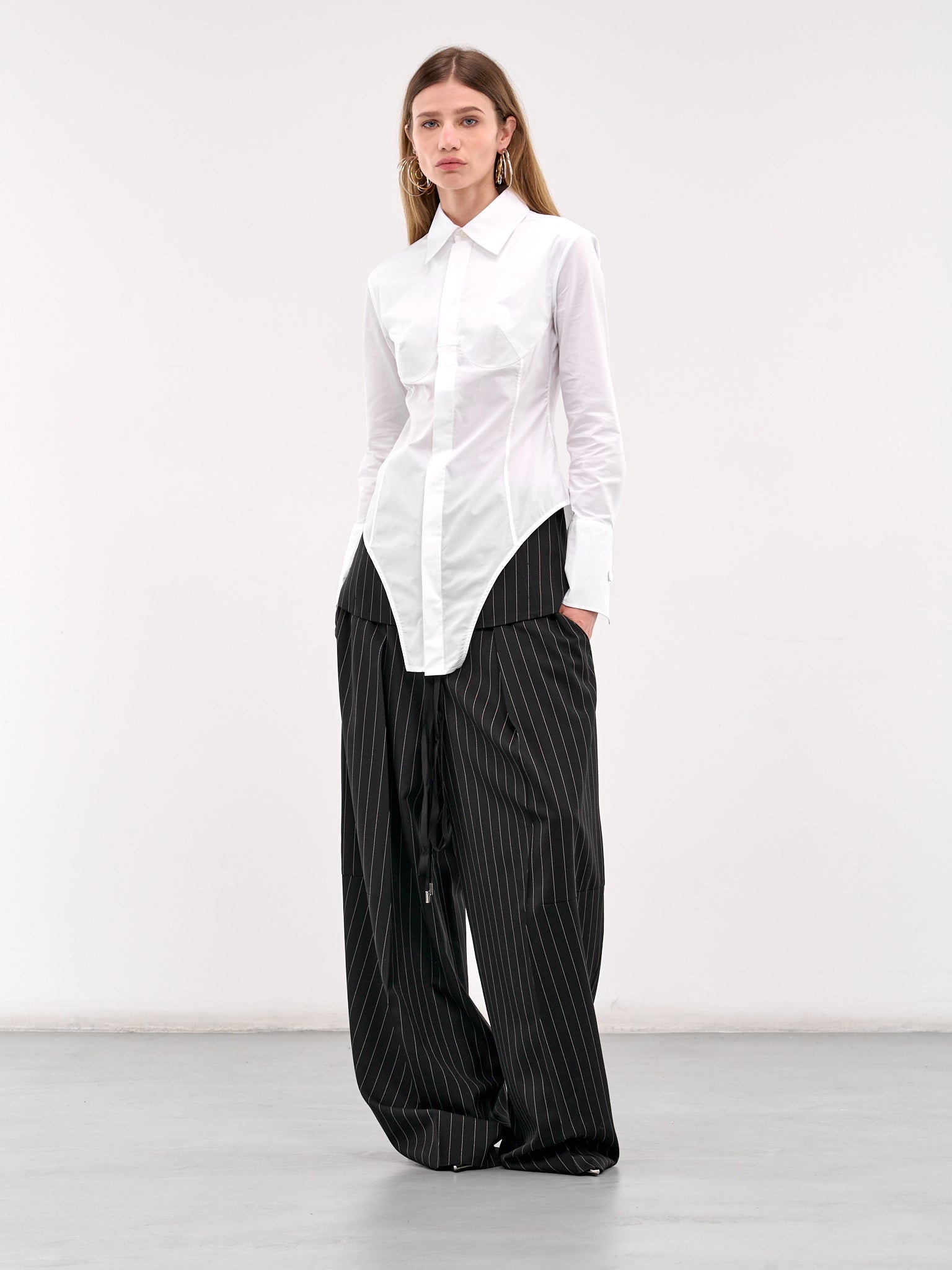 The White Cotton Bodysuit Shirt - 6