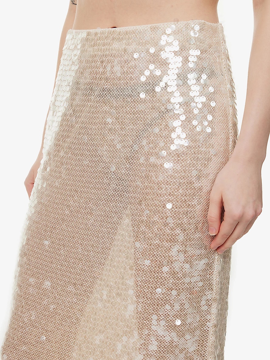 Numi sequin-embellished knitted maxi skirt - 5