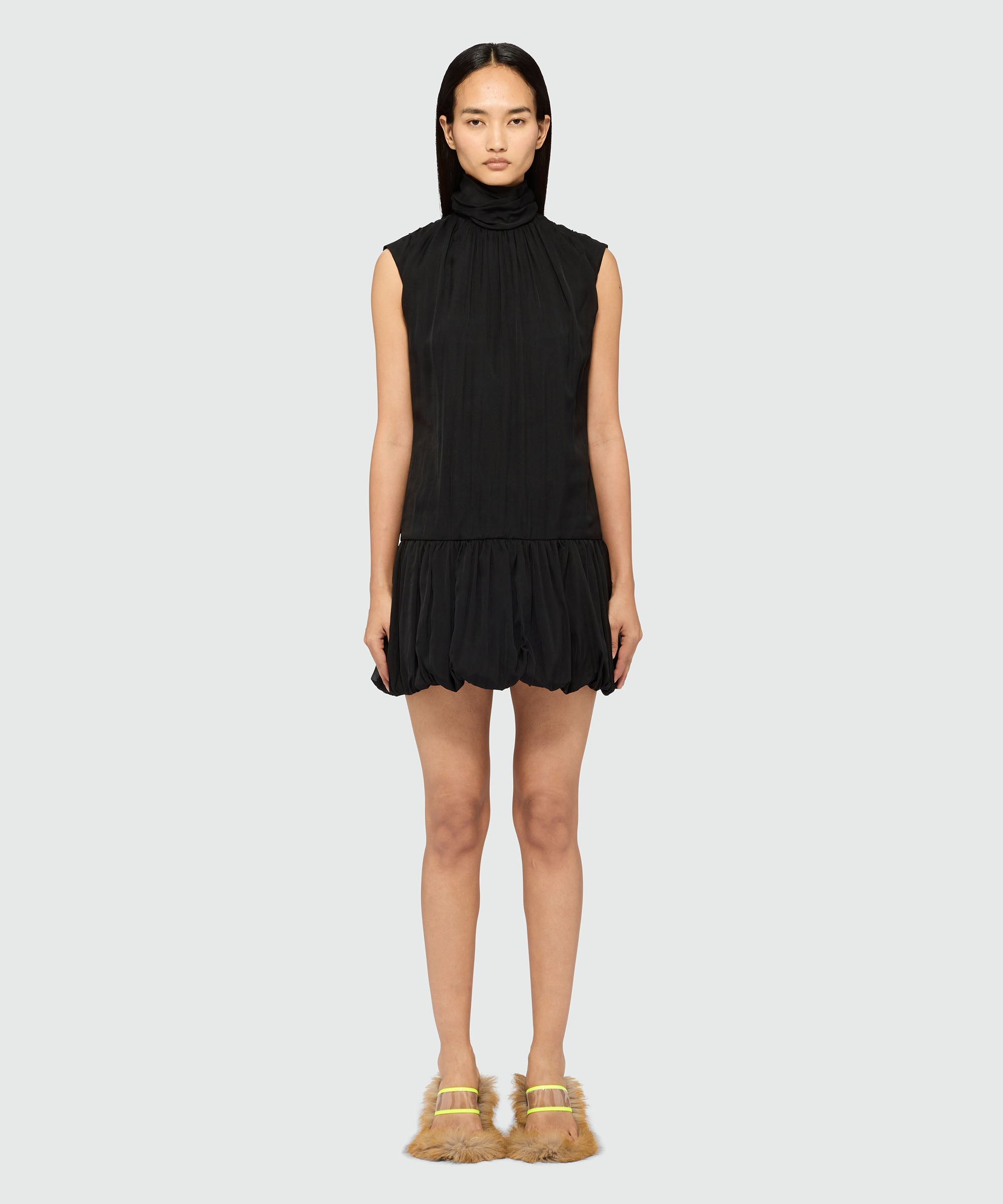 Short black poplin dress - 2