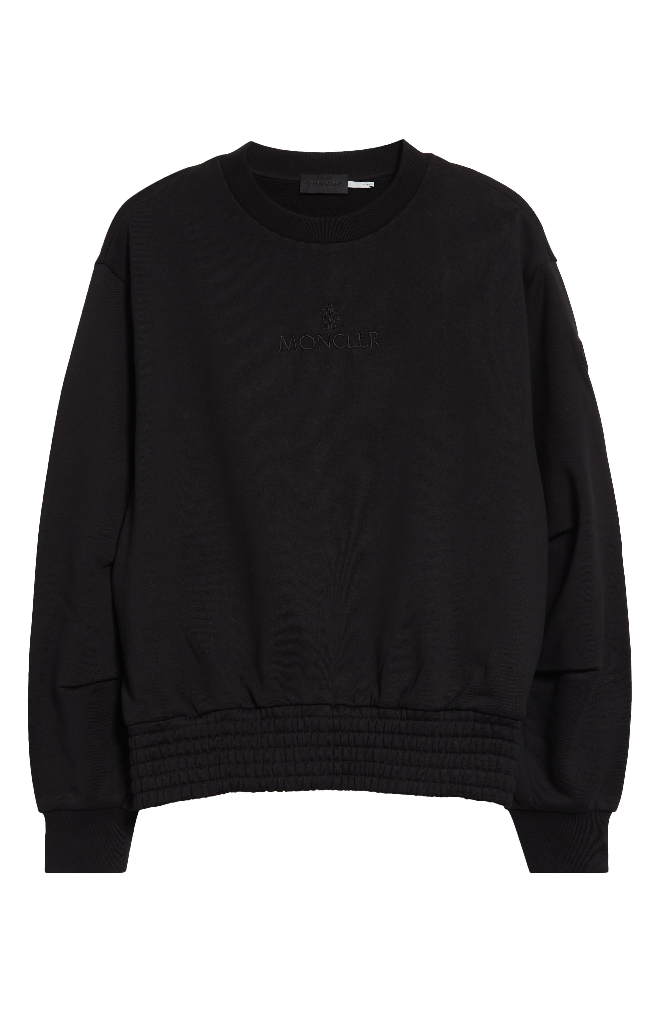 Moncler Logo Cotton Crewneck Sweatshirt in Black at Nordstrom - 5