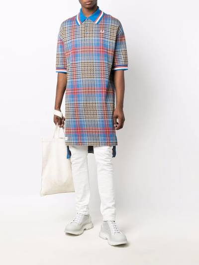 Fred Perry tartan-print long-length polo shirt outlook