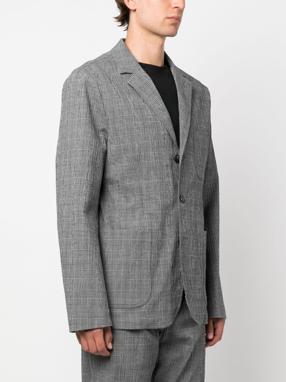plaid-pattern single-breasted blazer - 3