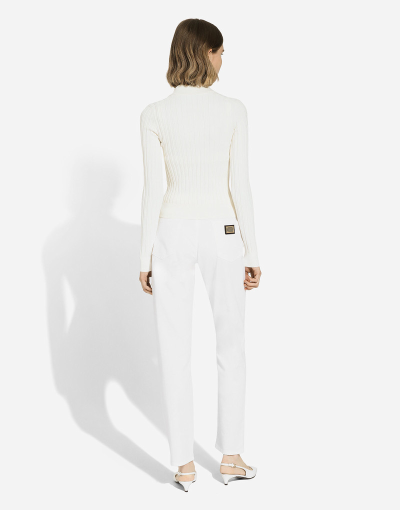 Cropped ribbed viscose polo-shirt with DG logo 4