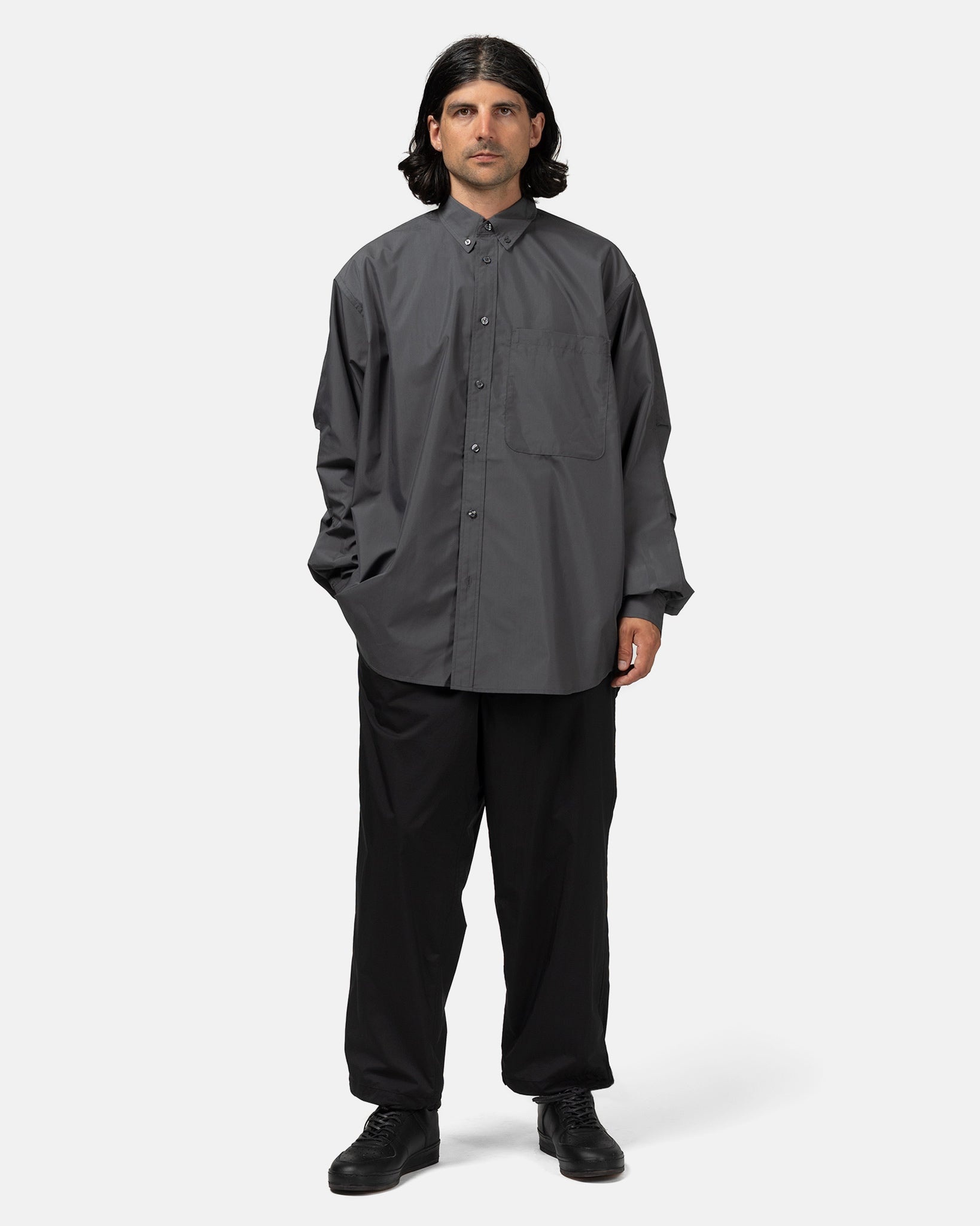 Tech Button Down Shirt L/S Charcoal - 2