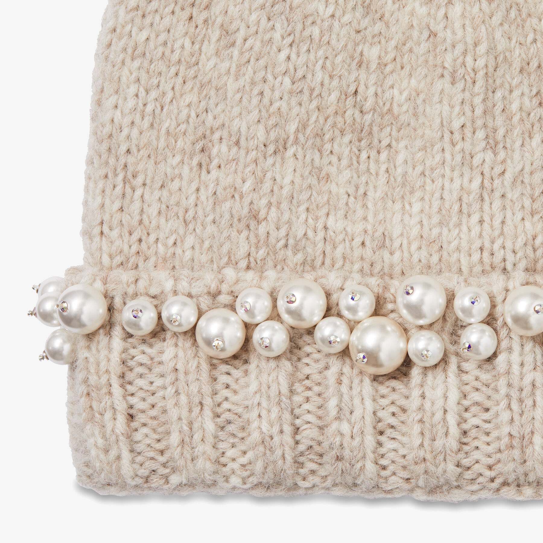 Gerry
Marl Grey Knitted Wool Blend Hat with Pearls - 2