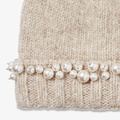 JIMMY CHOO Gerry
Marl Grey Knitted Wool Blend Hat with Pearls outlook