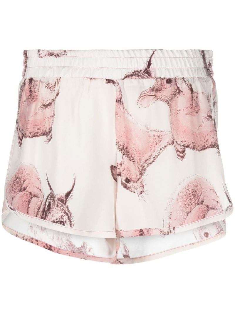animal-print silk shorts - 1
