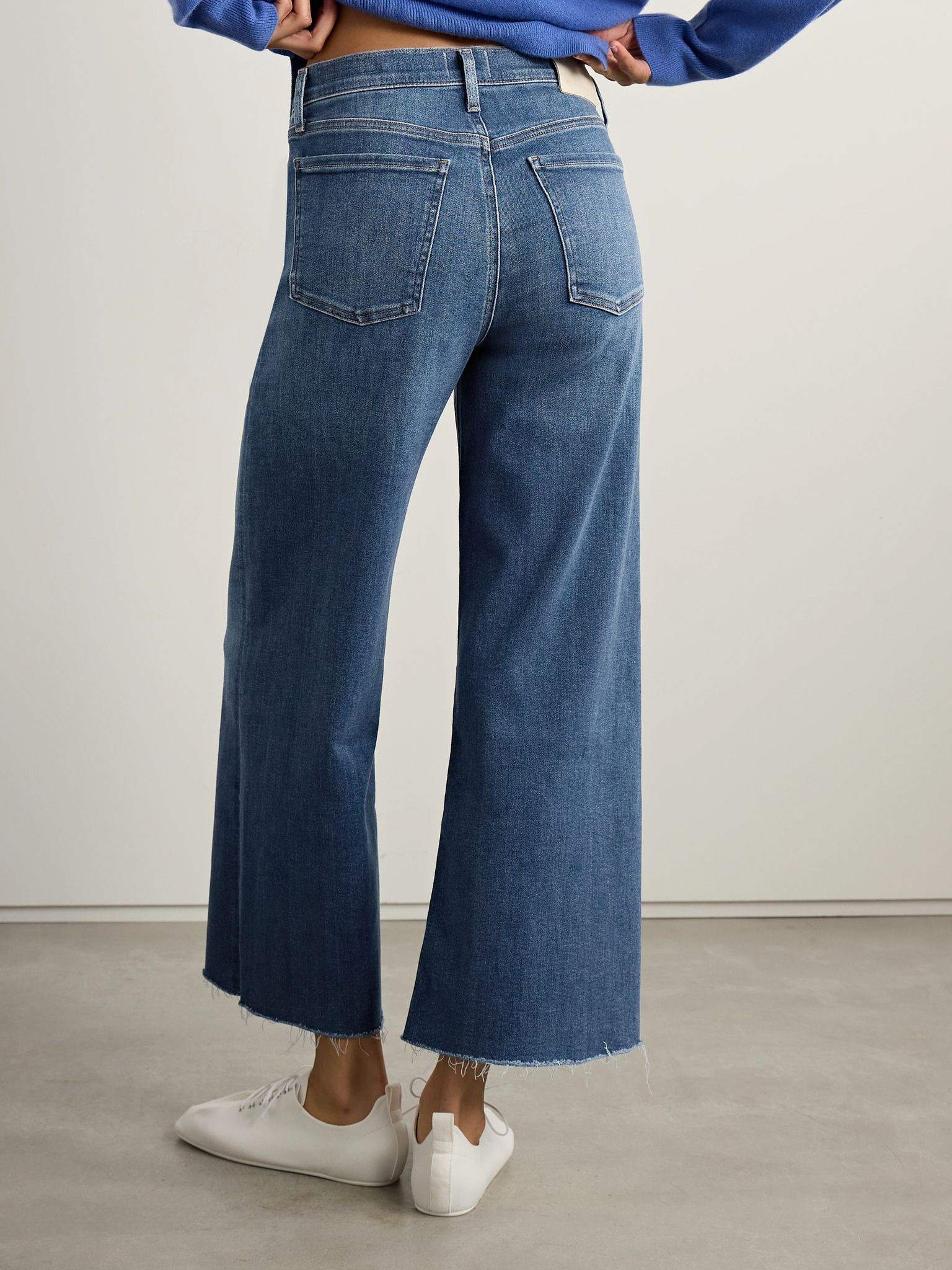 Lyra frayed cropped high-rise wide-leg jeans Mid denim - 4