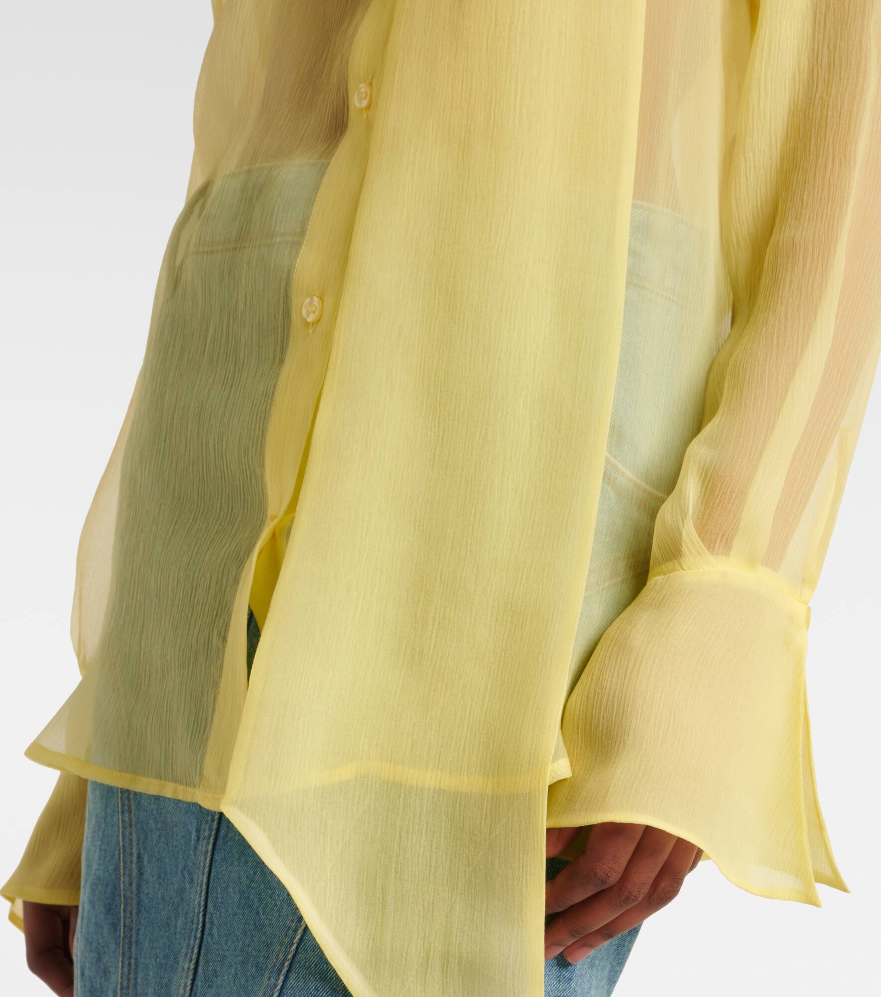 Sheer tie-neck silk chiffon blouse - 5