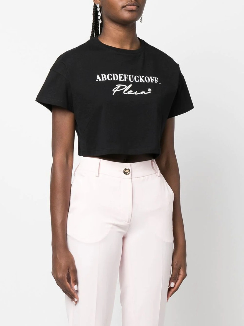 cotton slogan-print cropped T-shirt 3