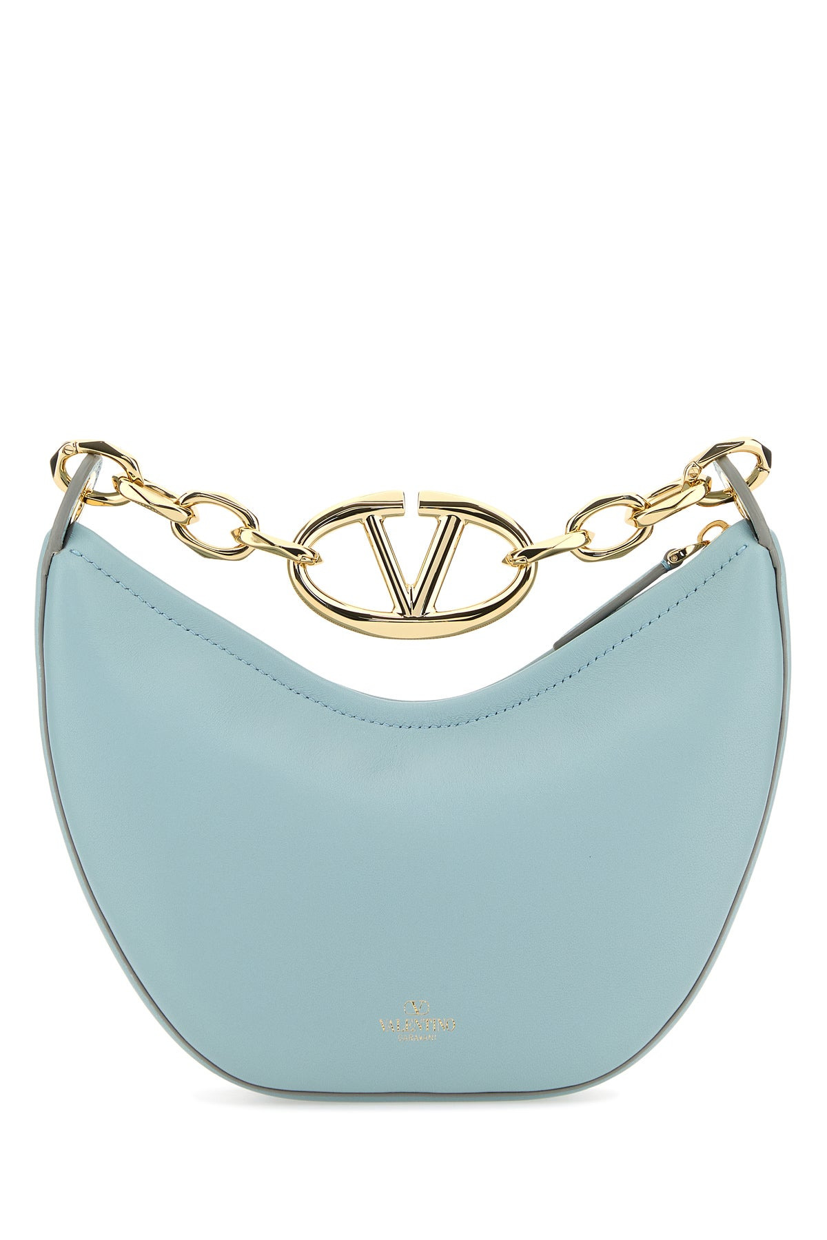 Light blue leather mini Hobo VLogo Moon handbag - 3