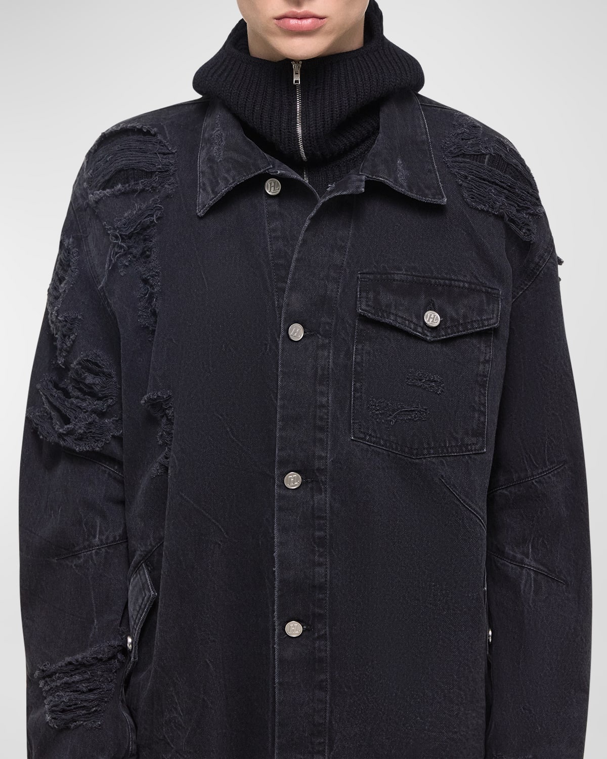 Men's Apex Destroyed Denim Overshirt - 5