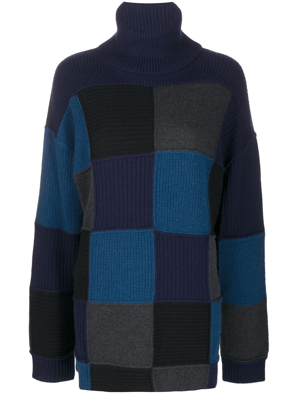 checked cashmere turtleneck jumper - 1