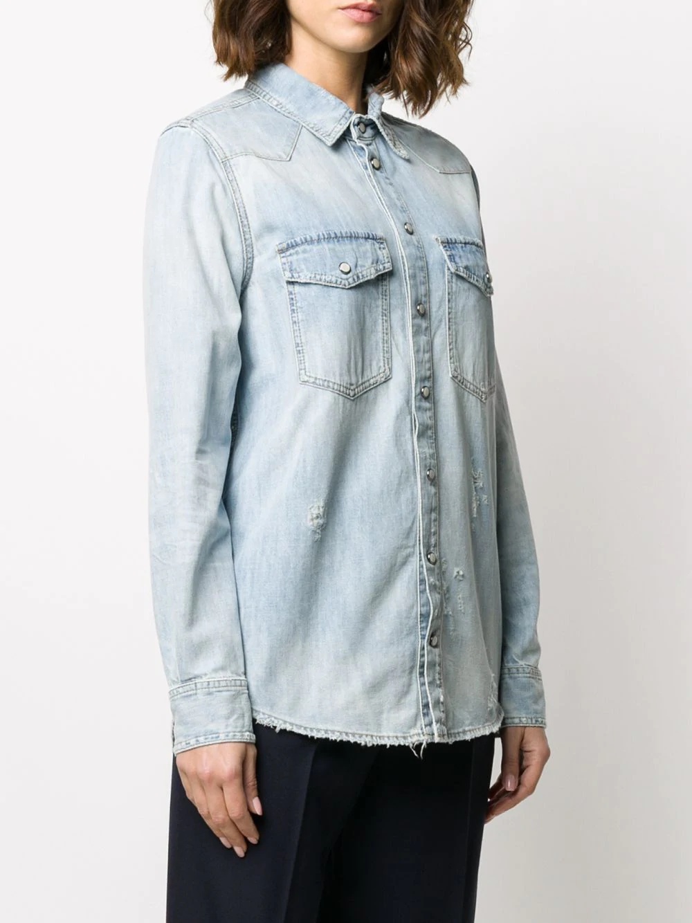 logo stamp denim shirt   - 3