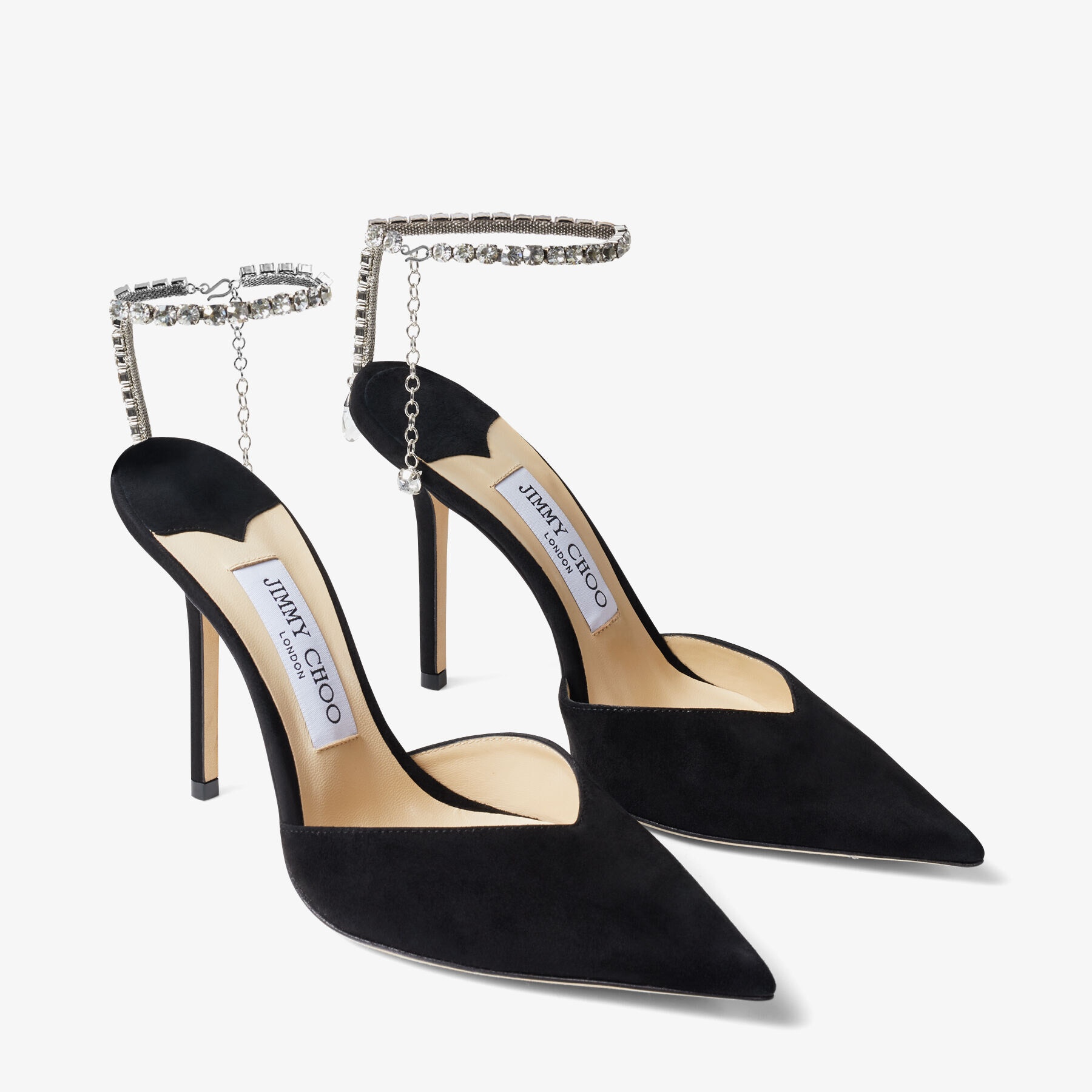 Saeda 100
Black Suede Pumps with Crystal Embellishment - 2
