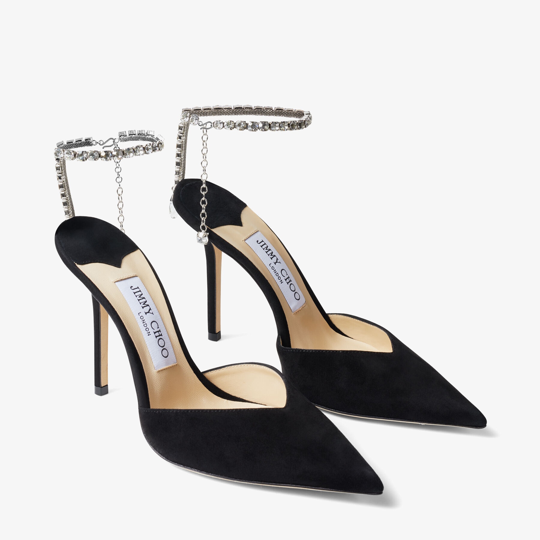 Saeda 100
Black Suede Pumps with Crystal Embellishment - 3