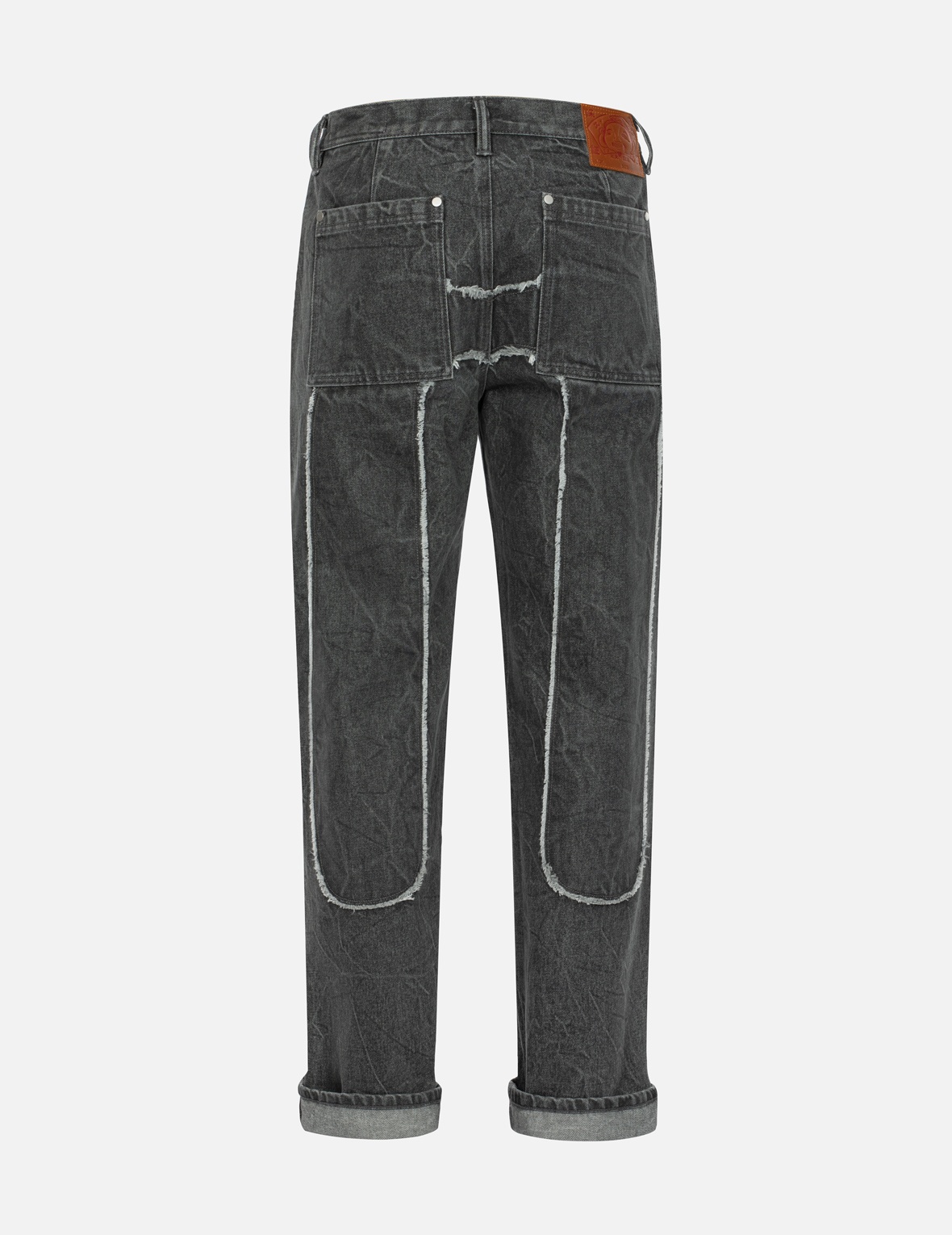 DAICOCK WITH FRINGED EDGES BAGGY FIT WORK JEANS - 2