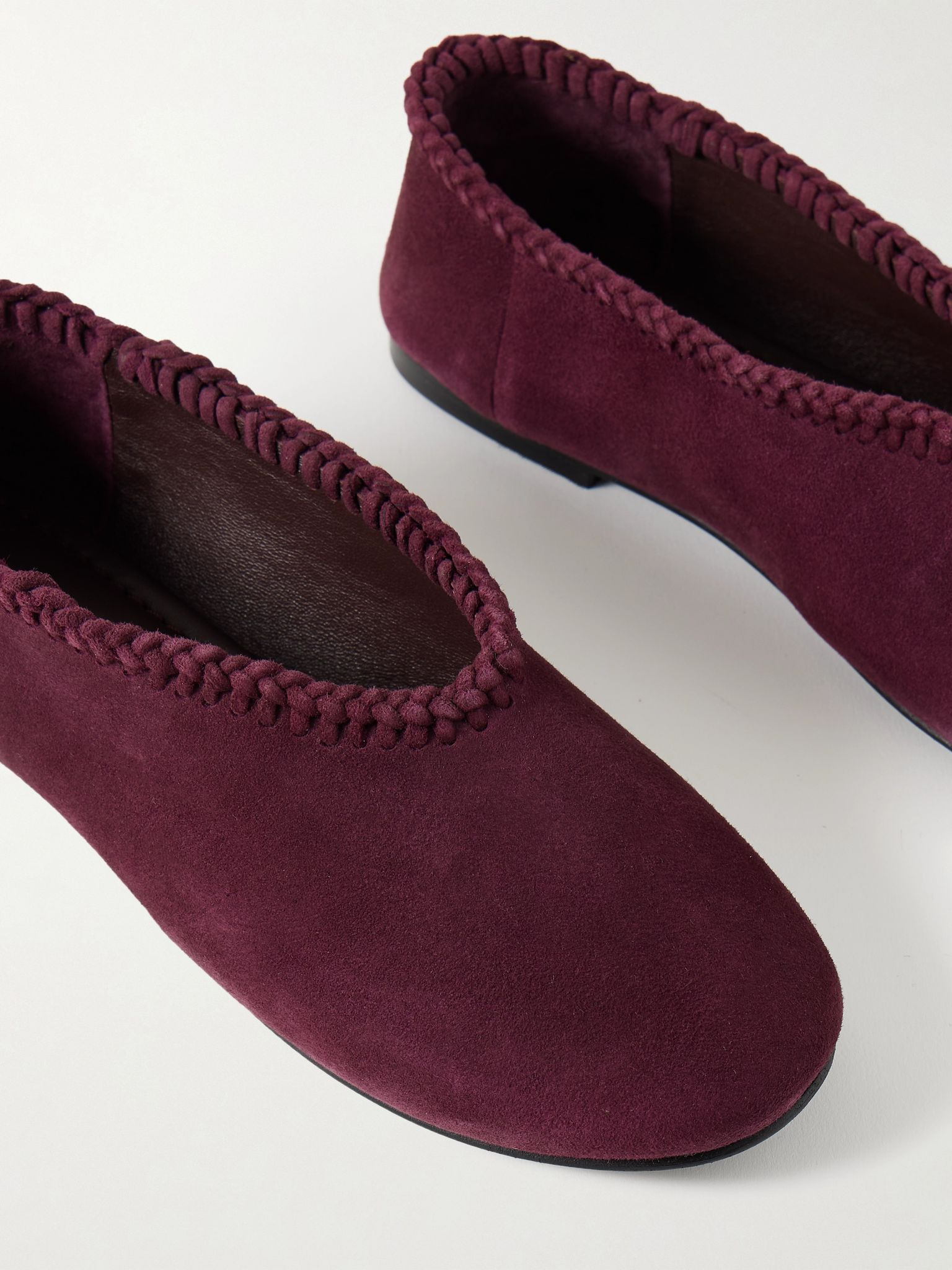 Park braided suede ballet flats Burgundy - 4