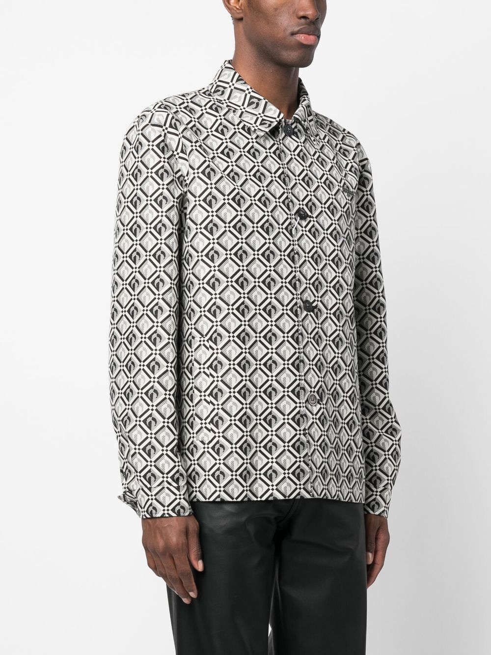 jacquard diamond-pattern long-sleeve shirt - 3