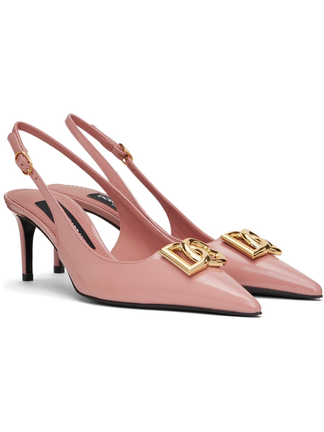 Pink Polished Calfskin Slingback Heels - 4