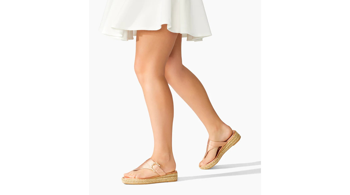 PEARL BUCKLE ESPADRILLE SANDAL - 6
