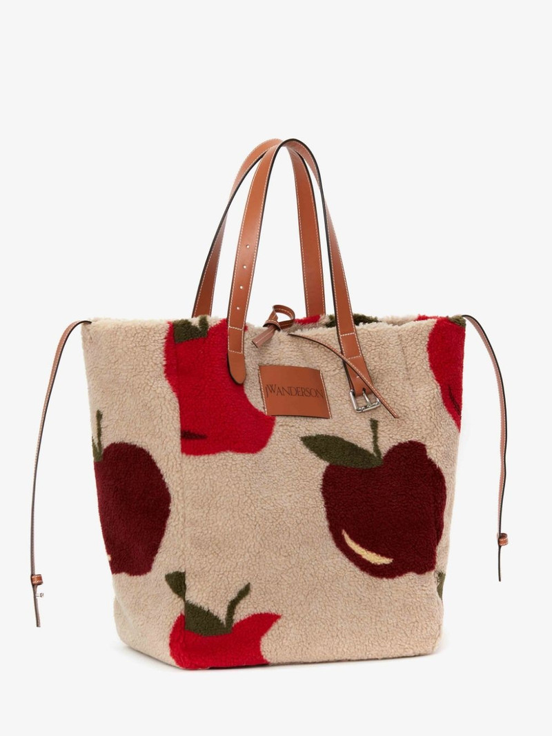 BELT TOTE - FLEECE TOTE BAG WITH APPLE MOTIF 3