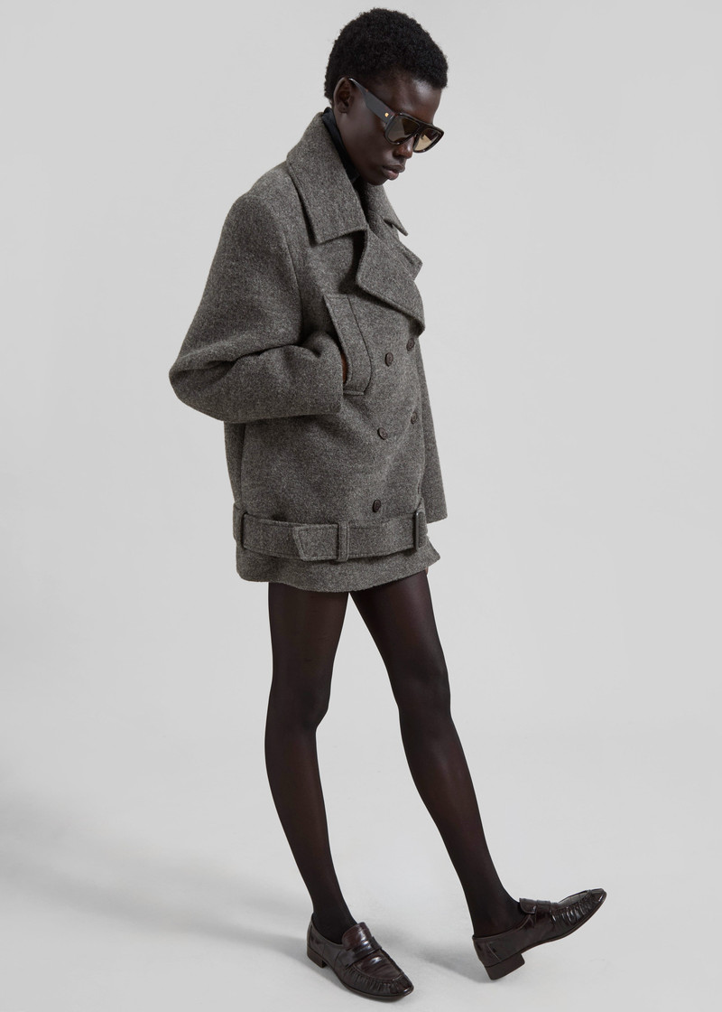 Scothern Brushed Wool Peacoat - Grey Melange 4