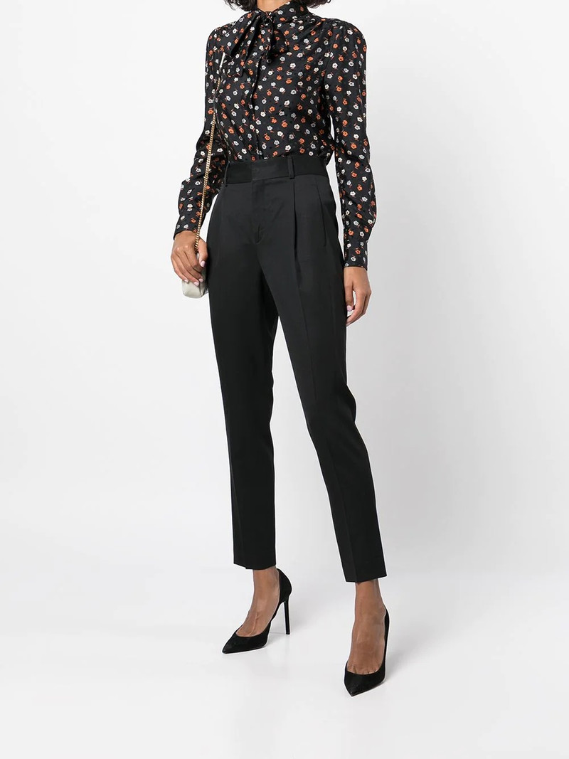 SAINT LAURENT floral-print long-sleeve blouse outlook