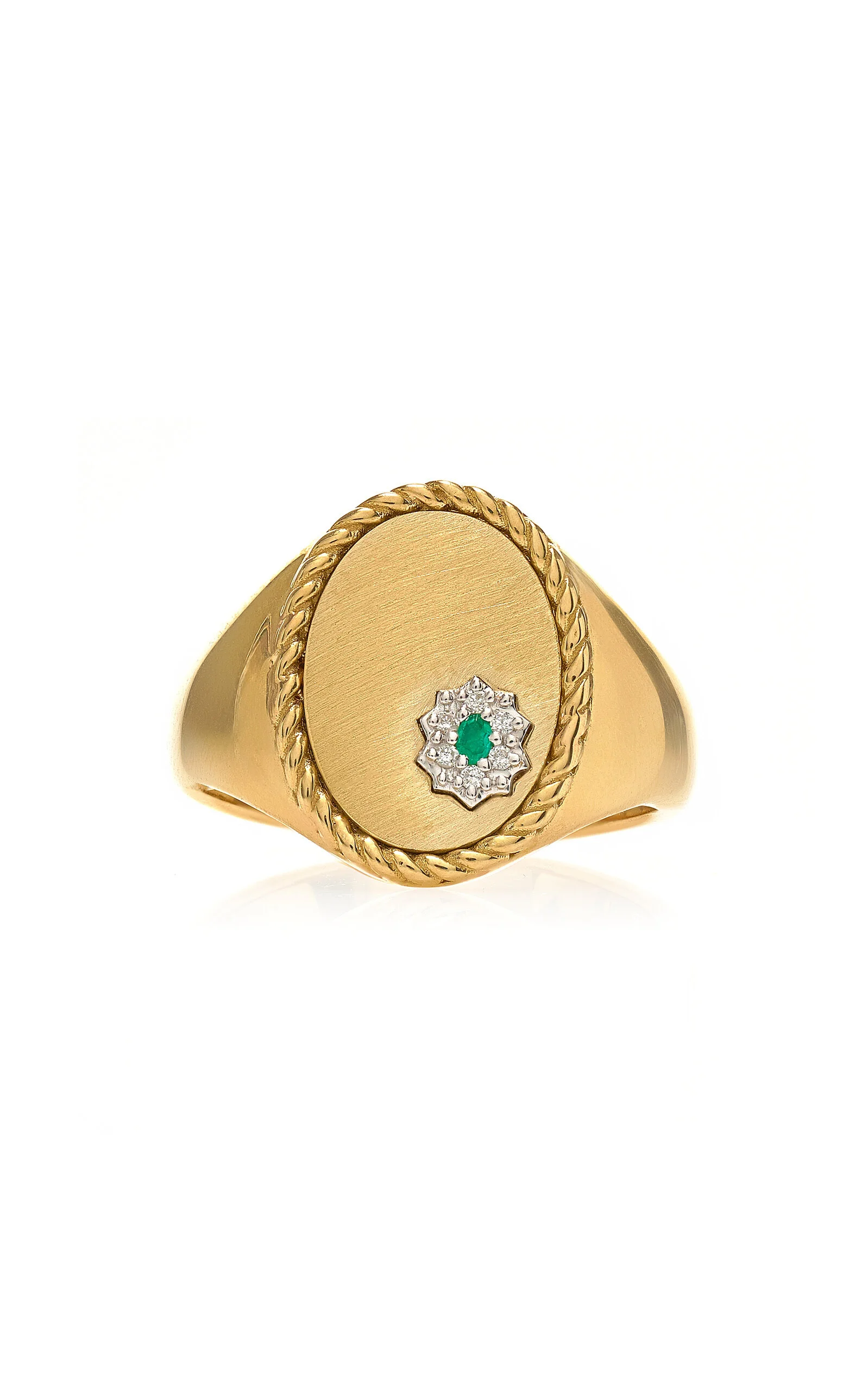 9K Yellow Gold, Diamond, And Emerald Ring green - 1