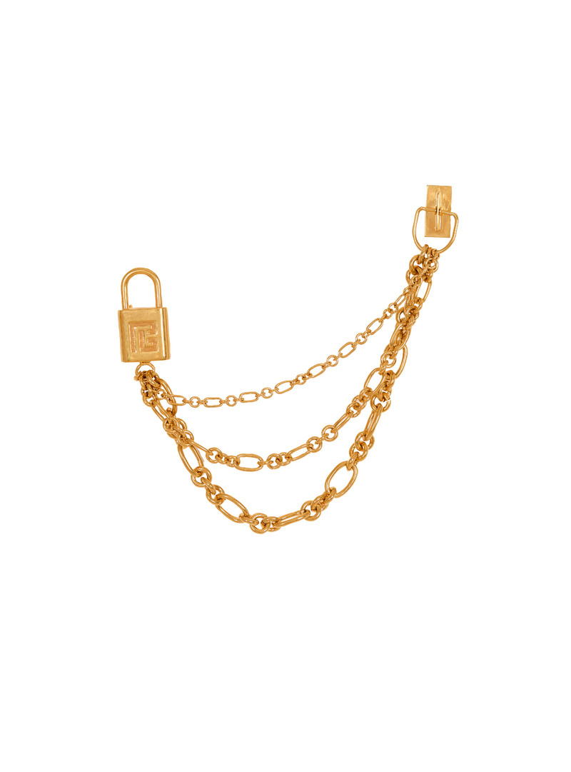 Sync brass brooch with chains 1