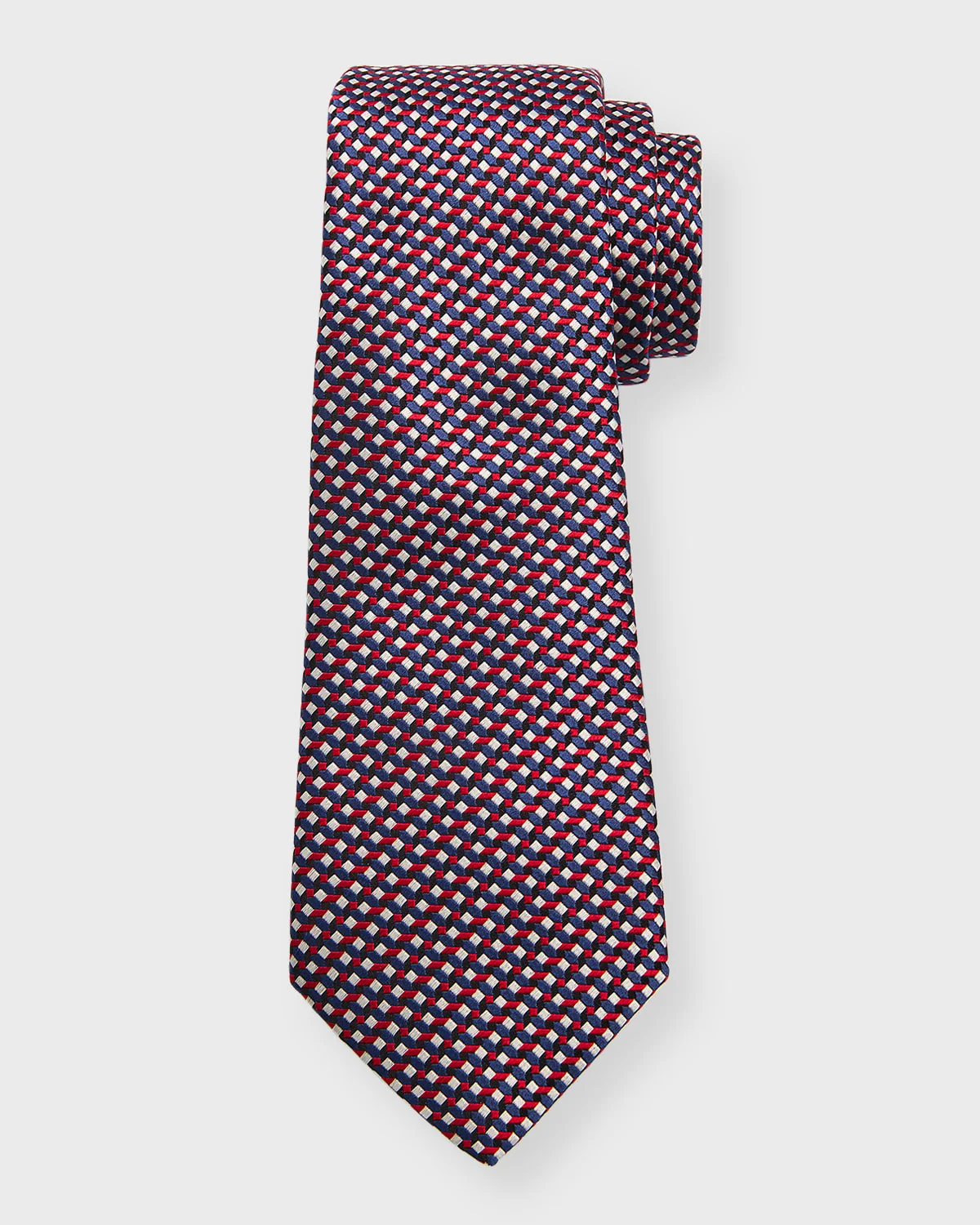 Men's Silk Jacquard Geometric Tie - 1