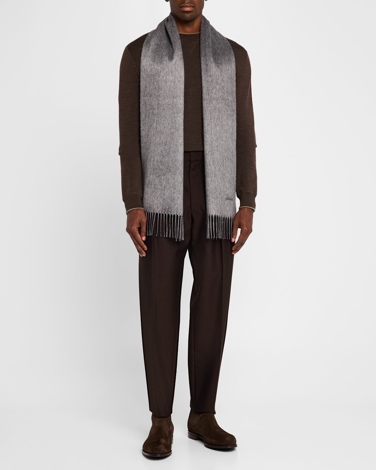 Men's Fringe Silk Cashmere Scarf - 2