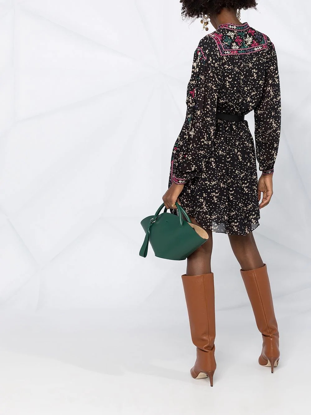 Imalou embroidered floral-print dress - 4