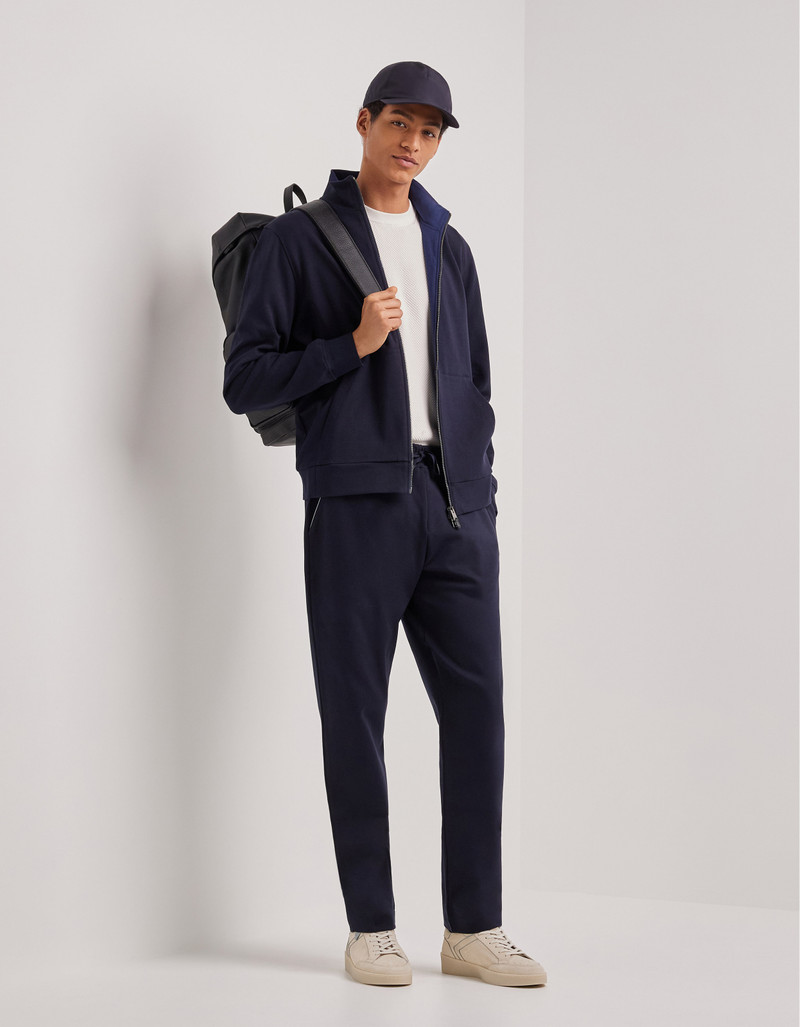 Canali BLUE COTTON-BLEND JOGGERS WITH CONTRASTING DETAILS outlook