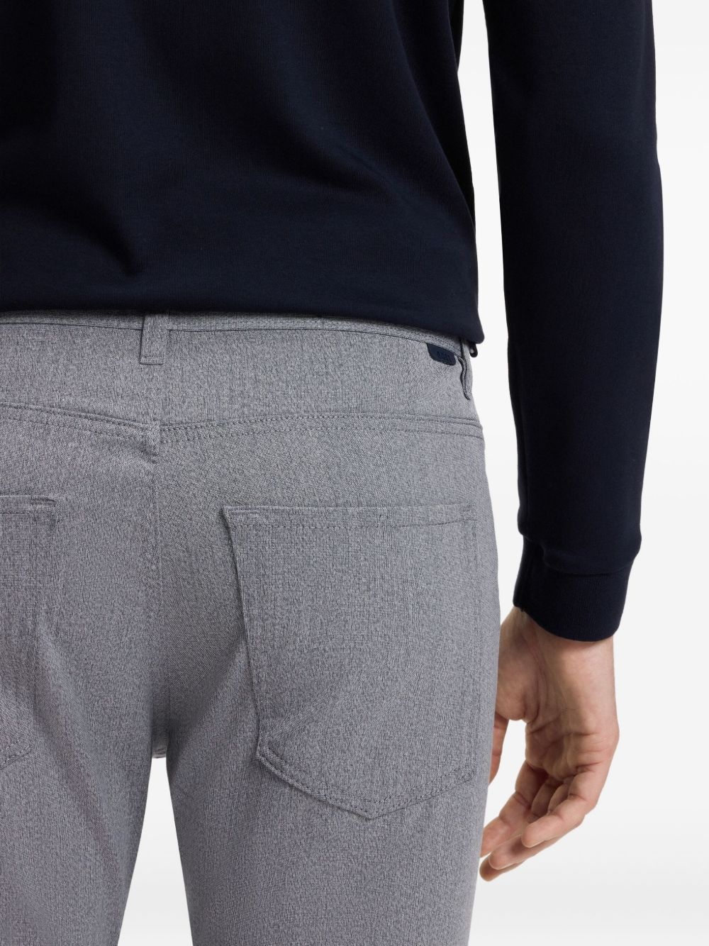 mélange-effect slim-fit trousers - 4