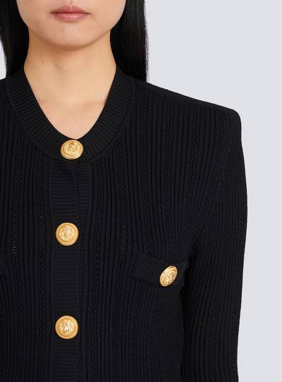 Balmain Cropped eco-designed knit cardigan with gold-tone buttons outlook