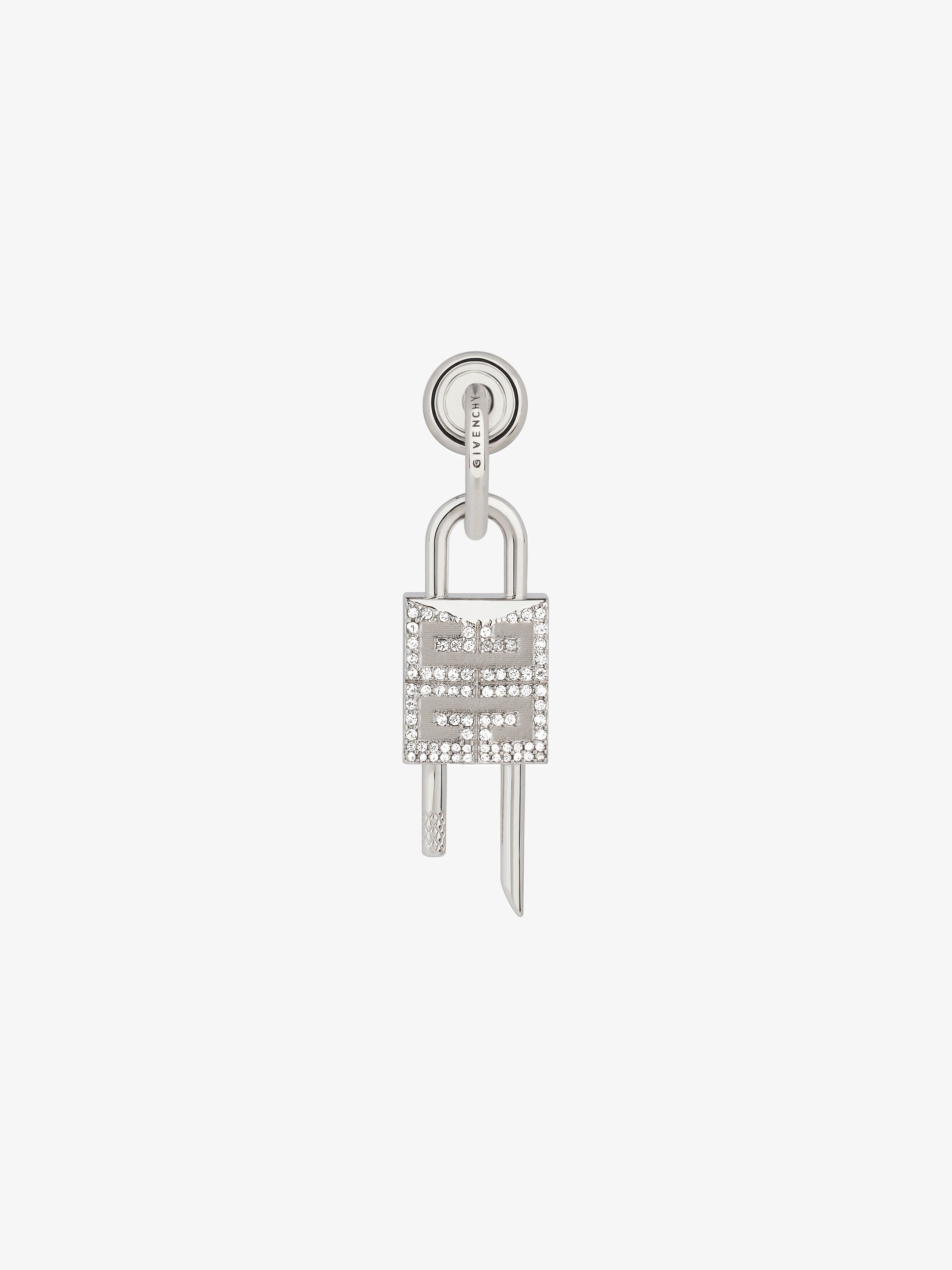 LOCK EARRING IN METAL WITH CRYSTALS - 1