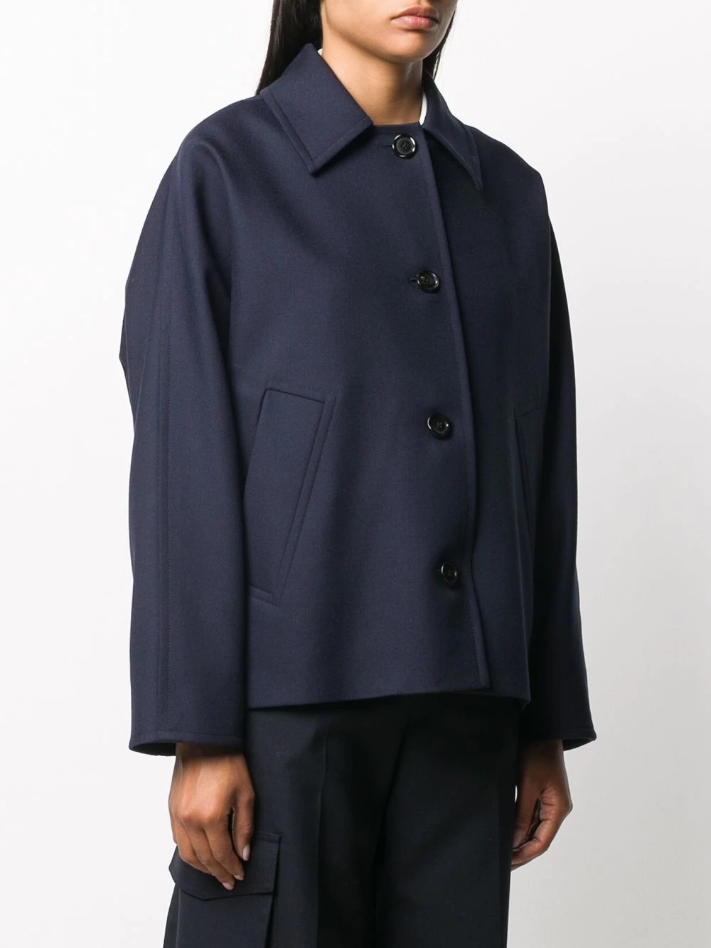 pleat-detail wool jacket - 3