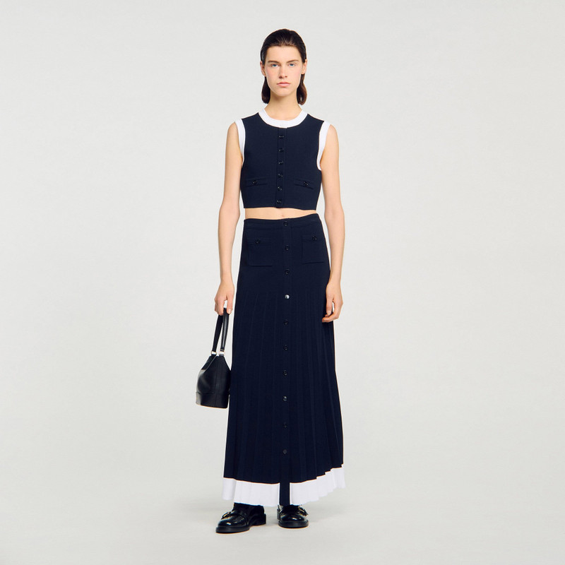 Sandro TWO-TONE CROPPED CARDIGAN outlook