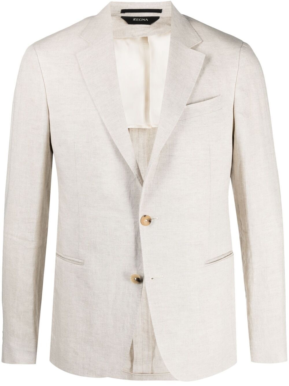 single-breasted linen blazer - 1