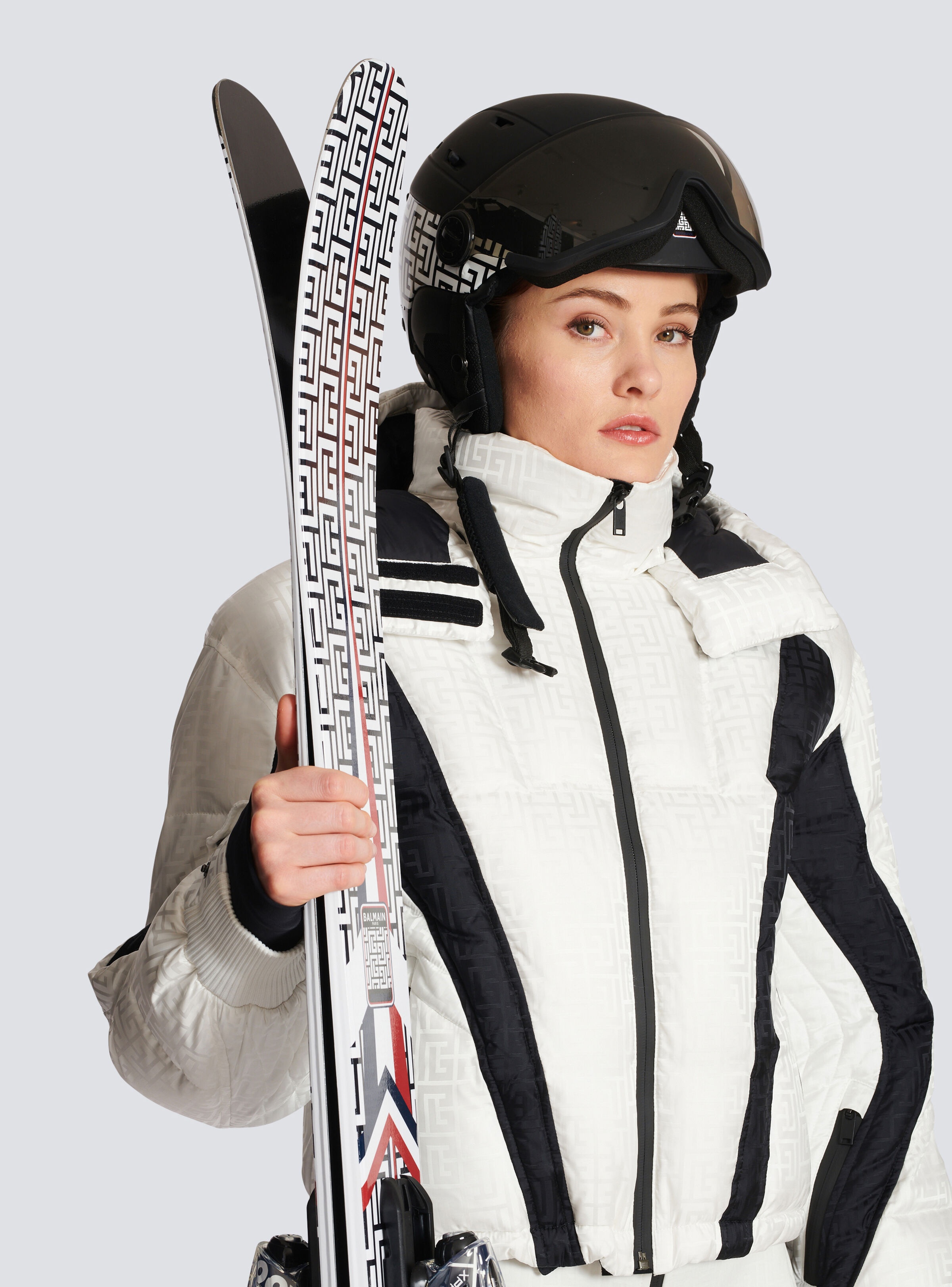 Balmain x Rossignol - Rossignol ski helmet with Balmain monogram in ivory and black - 2