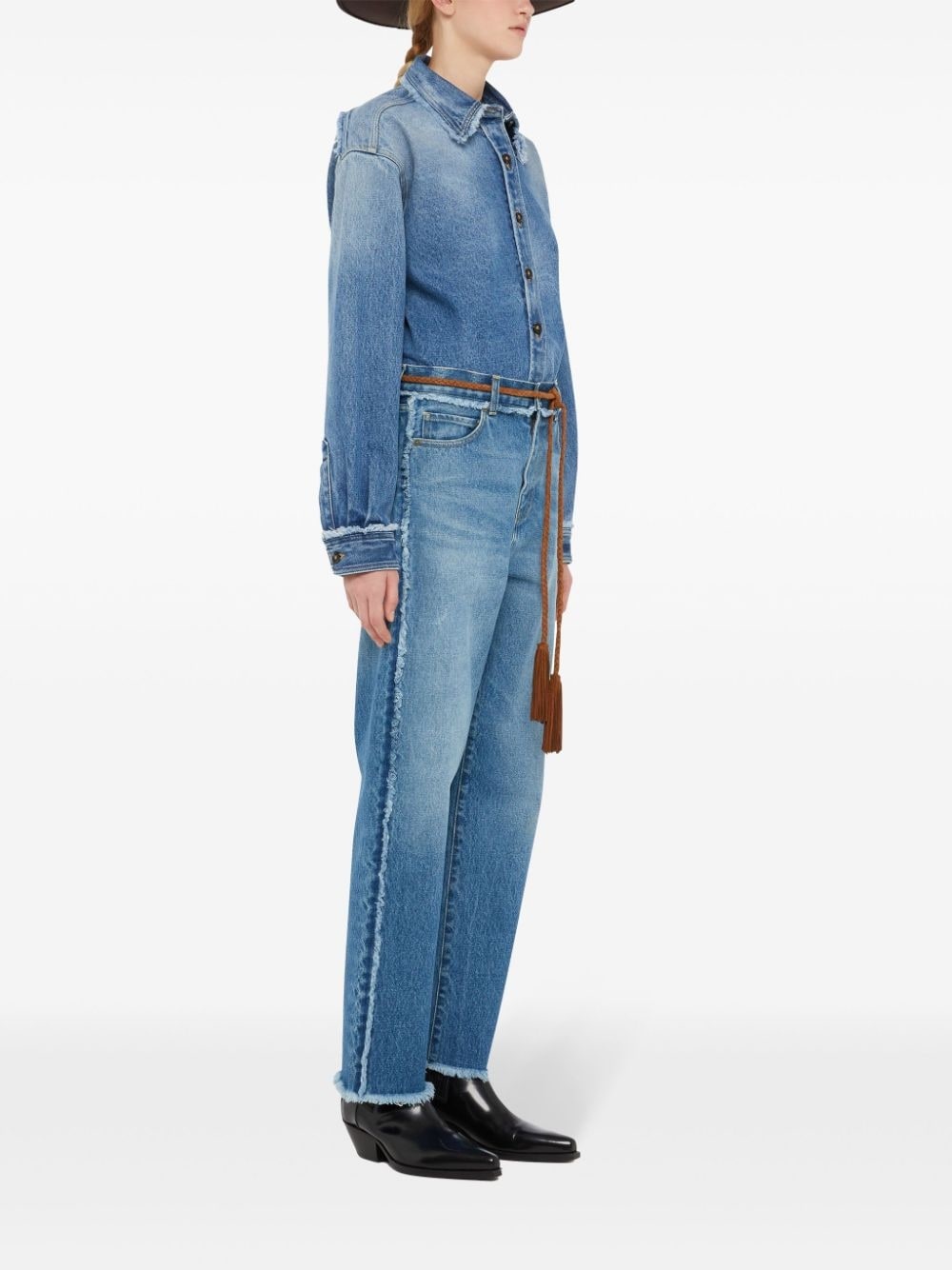 fringed straight jeans - 4