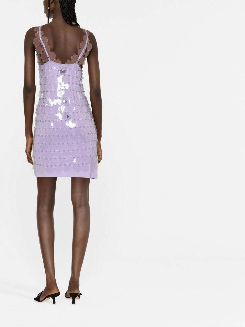 sequinned V-neck mini dress - 3